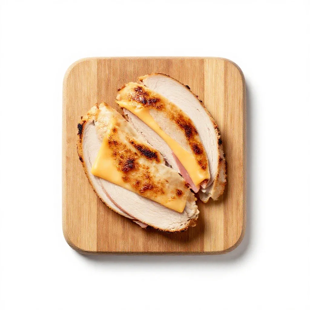 Chicken cordon bleu isolated on a white background