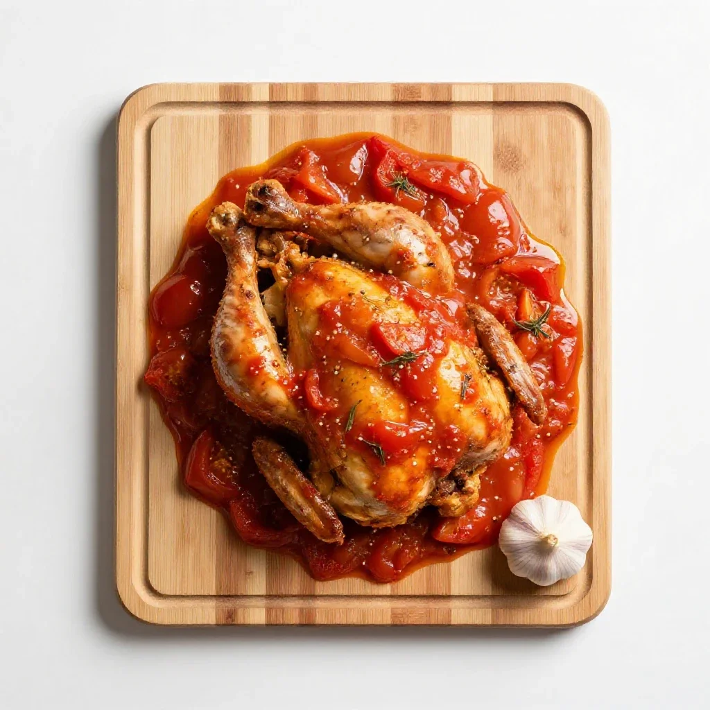 Chicken provencale isolated on a white background