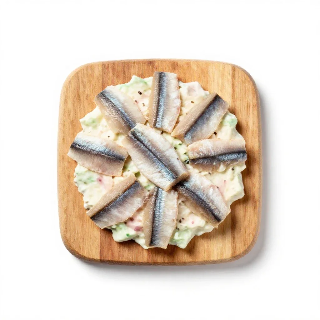 Herring salad isolated on a white background