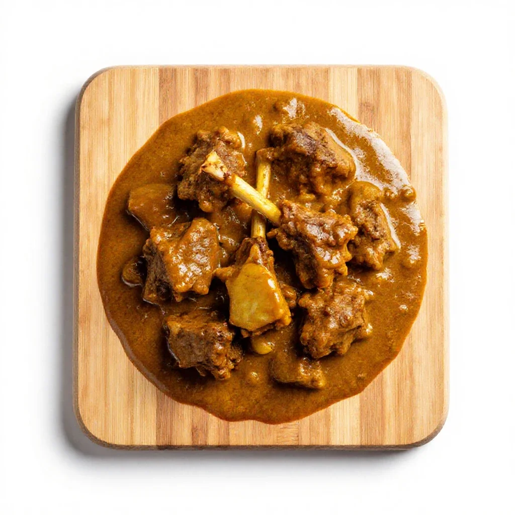 Lamb curry isolated on a white background