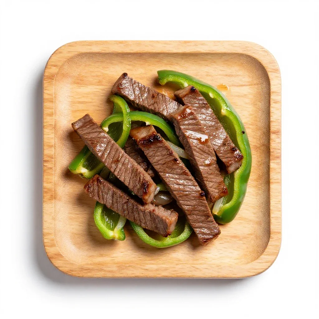 Pepper steak isolated on a white background