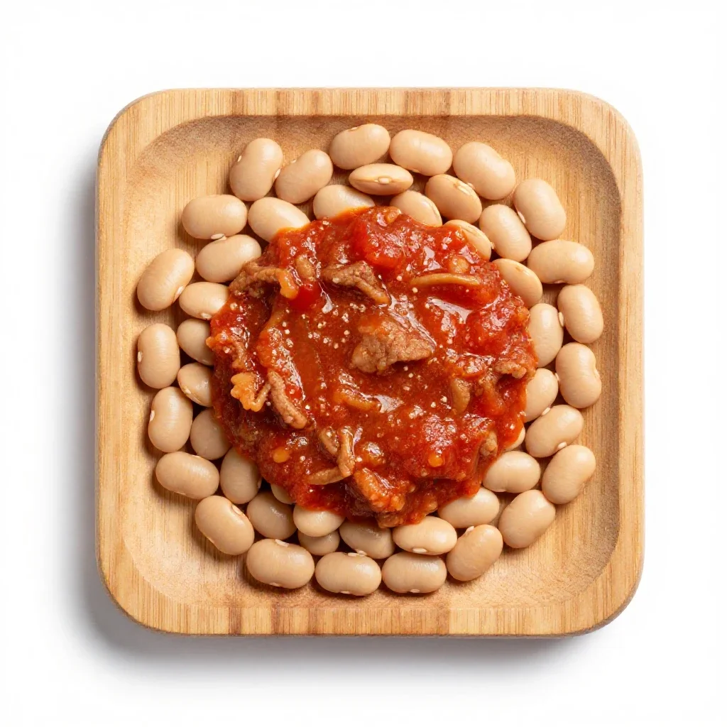 Pork and beans isolated on a white background