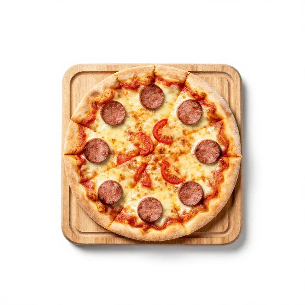 Sausage pizza isolated on a white background