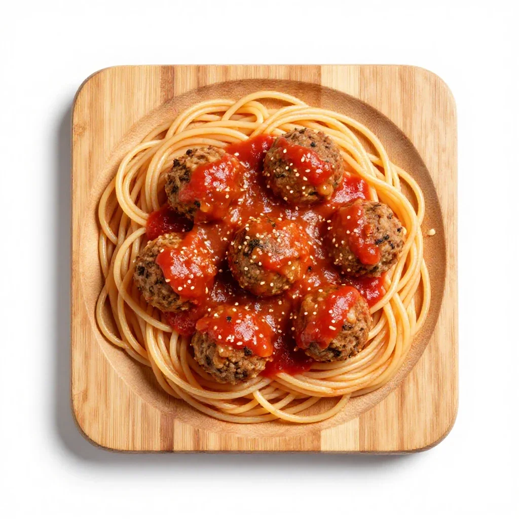 Spaghetti and meatballs isolated on a white background