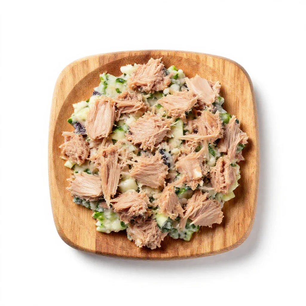 Tuna fish salad isolated on a white background