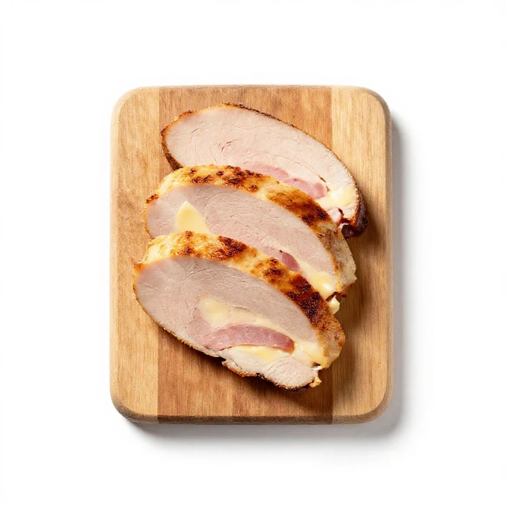 Veal cordon bleu isolated on a white background