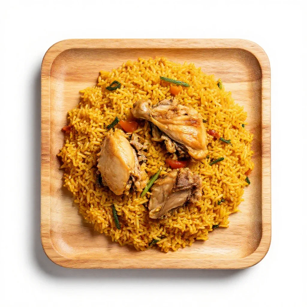 Arroz con pollo isolated on a white background