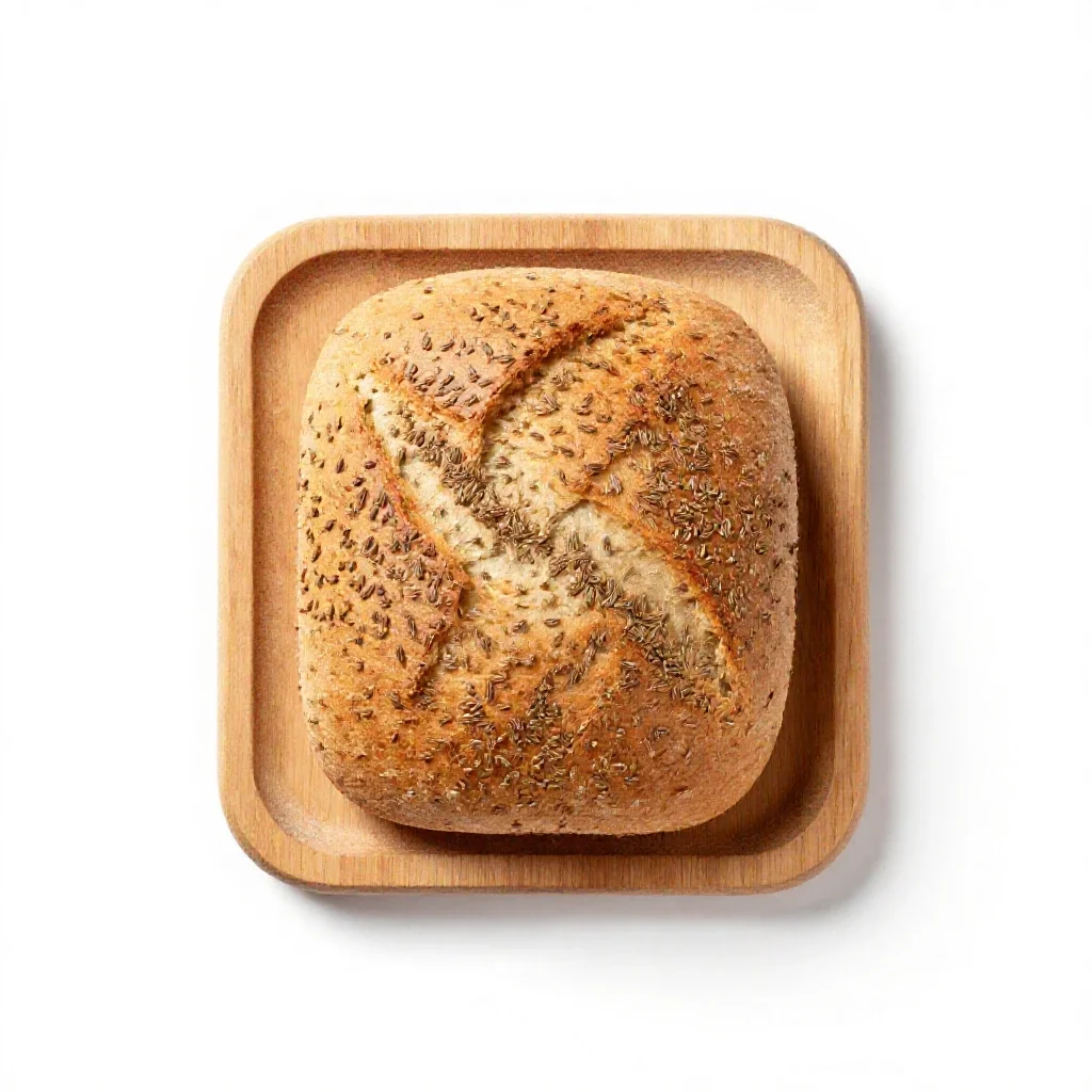 Caraway seed bread isolated on a white background