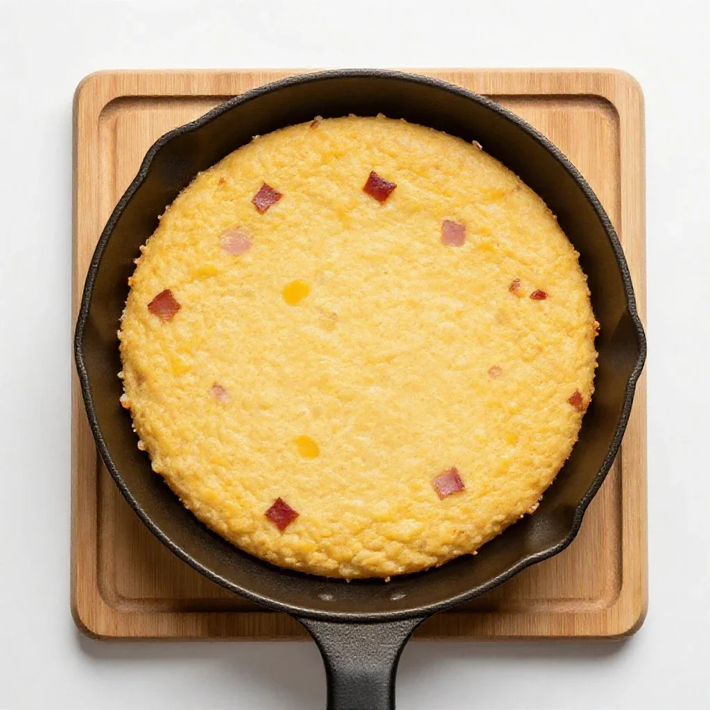 Skillet corn bread isolated on a white background
