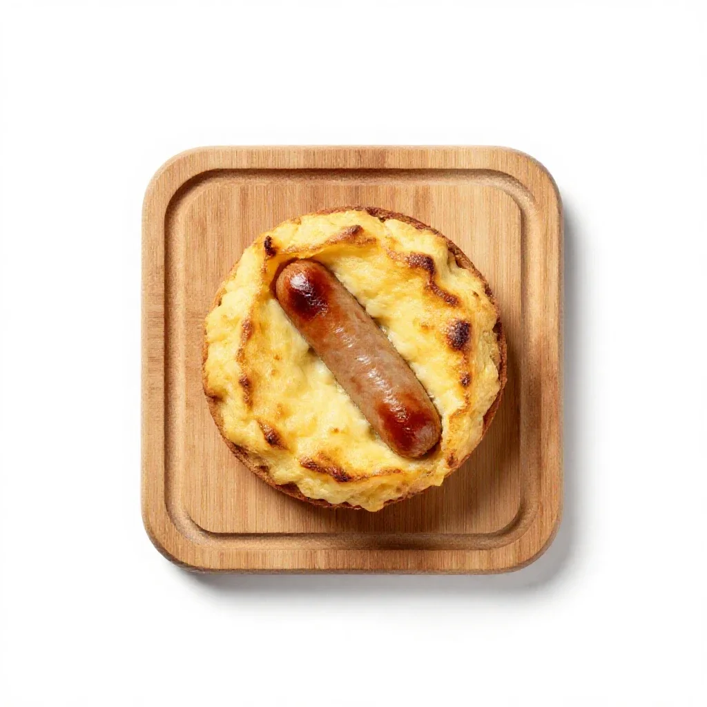 Toad-in-the-hole isolated on a white background