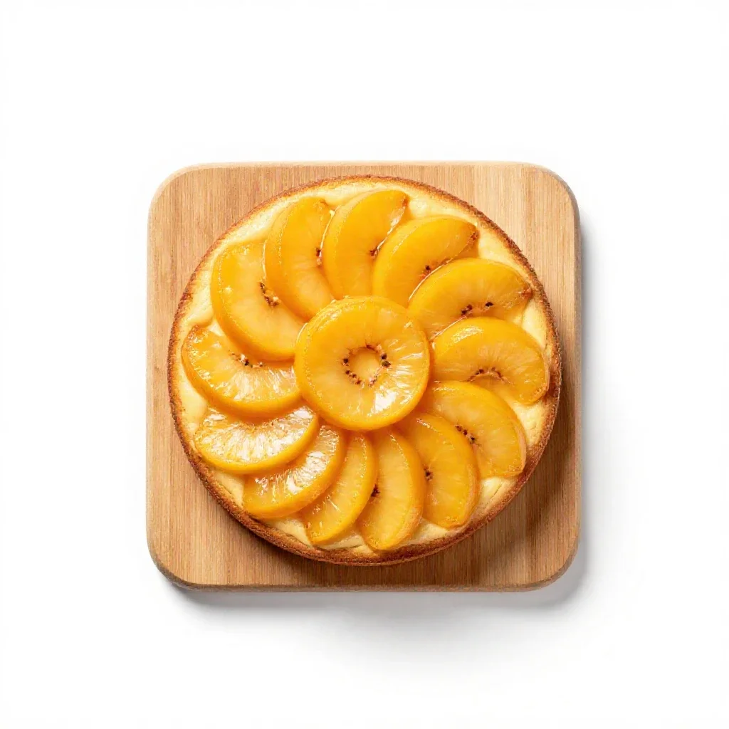 Upside-down cake isolated on a white background