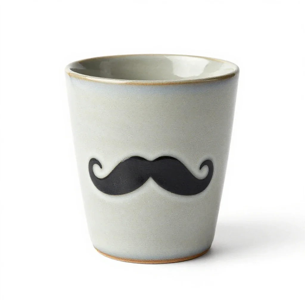 Mustache cup isolated on a white background