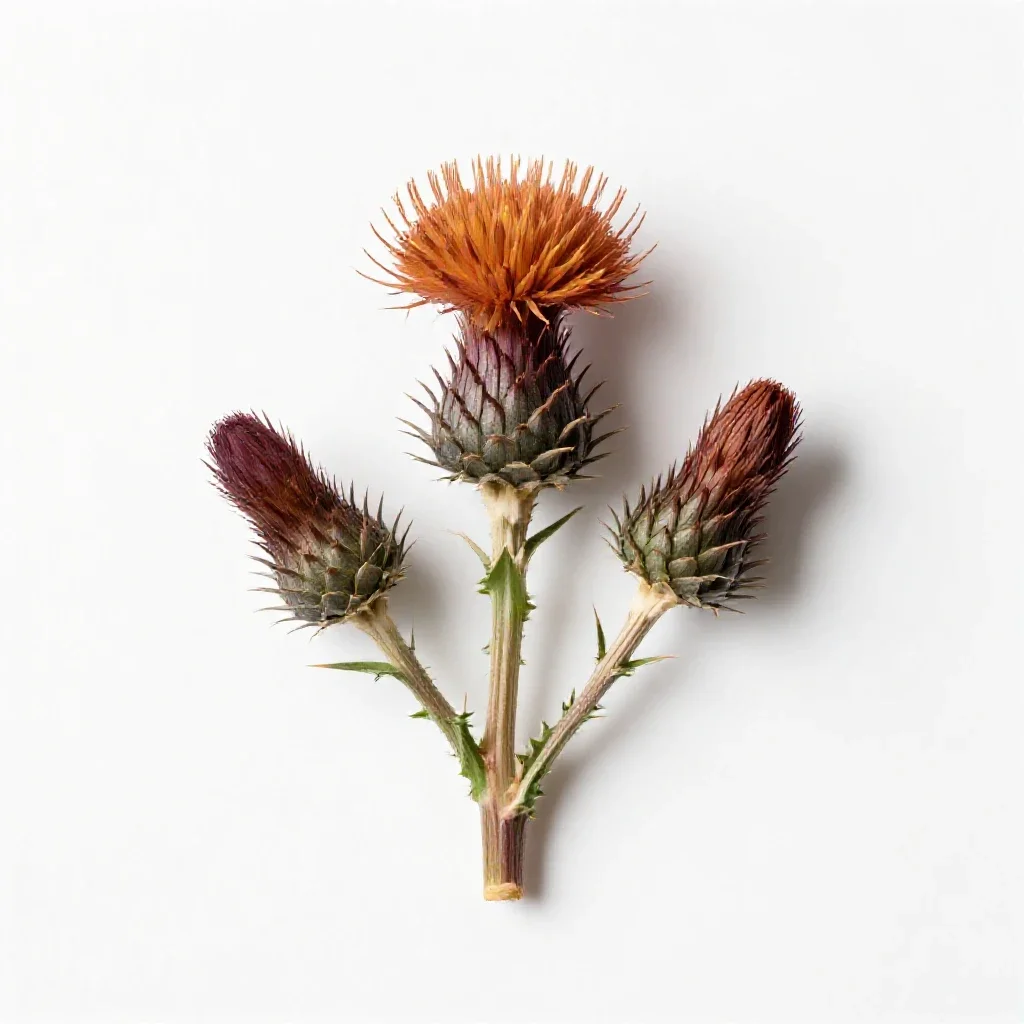 Carline thistle isolated on a white background