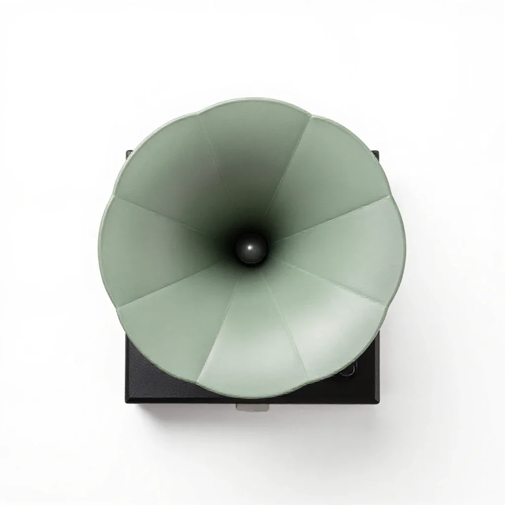 Phonograph with a horn isolated on a white background