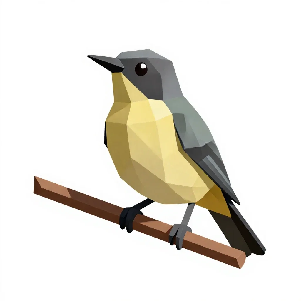 Bellbird on a branch isolated on a white background