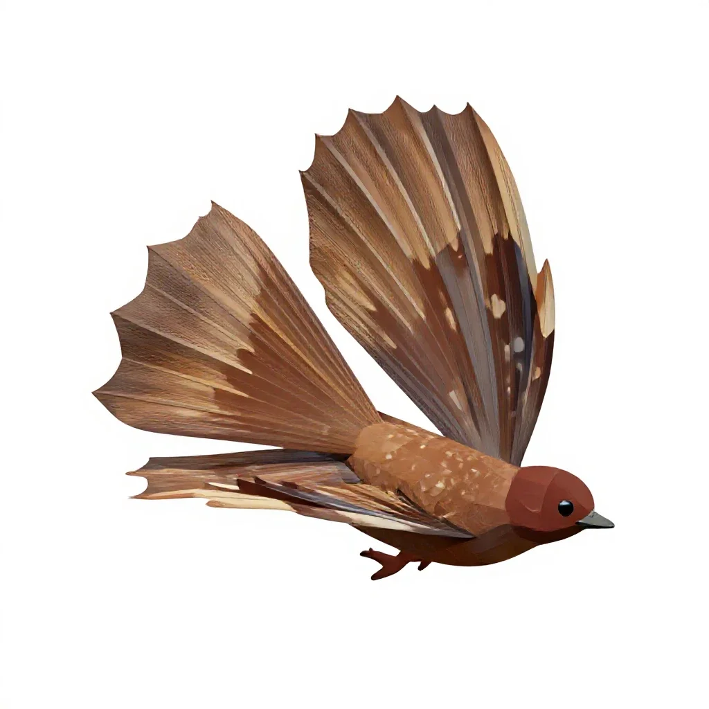 Fantail with its tail spread isolated on a white background