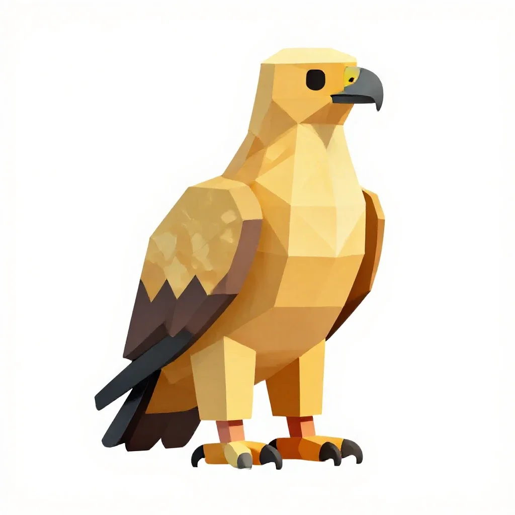 Golden eagle perched isolated on a white background