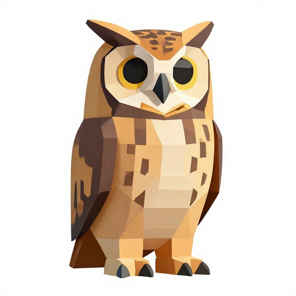 Great horned owl isolated on a white background