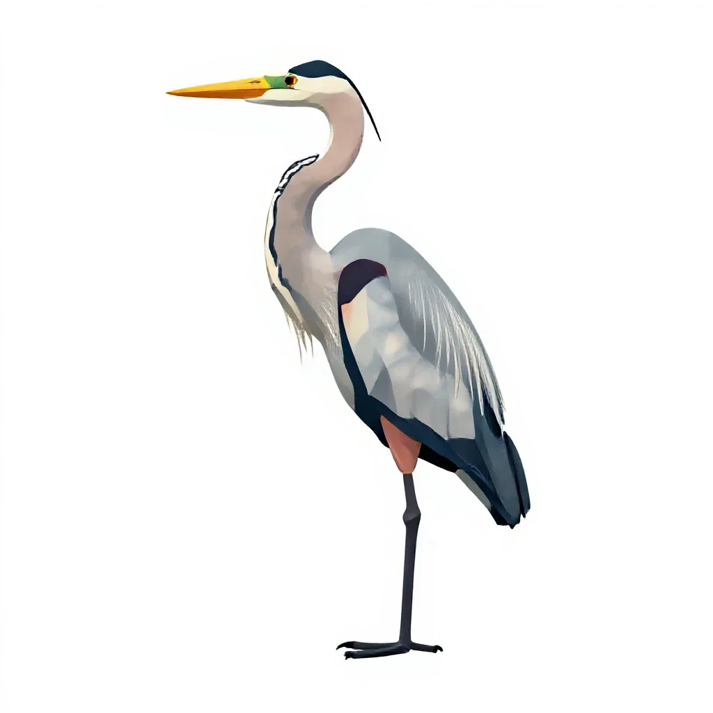 Heron standing still isolated on a white background
