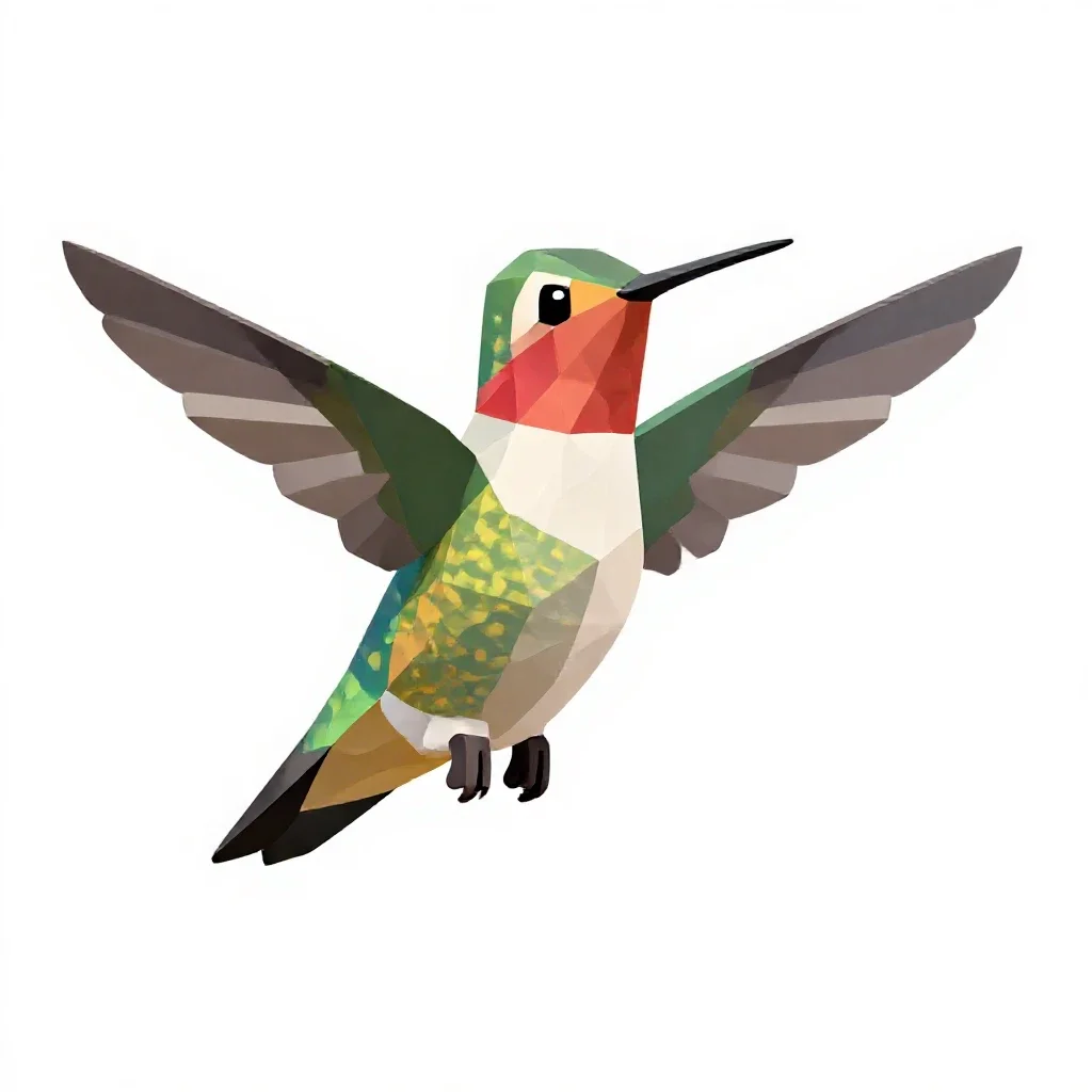 Hummingbird at a flower isolated on a white background