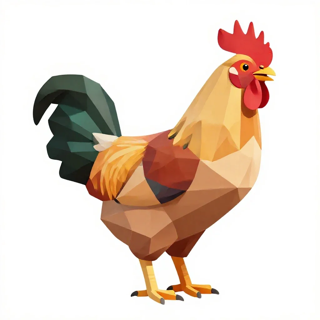 Rooster crowing isolated on a white background