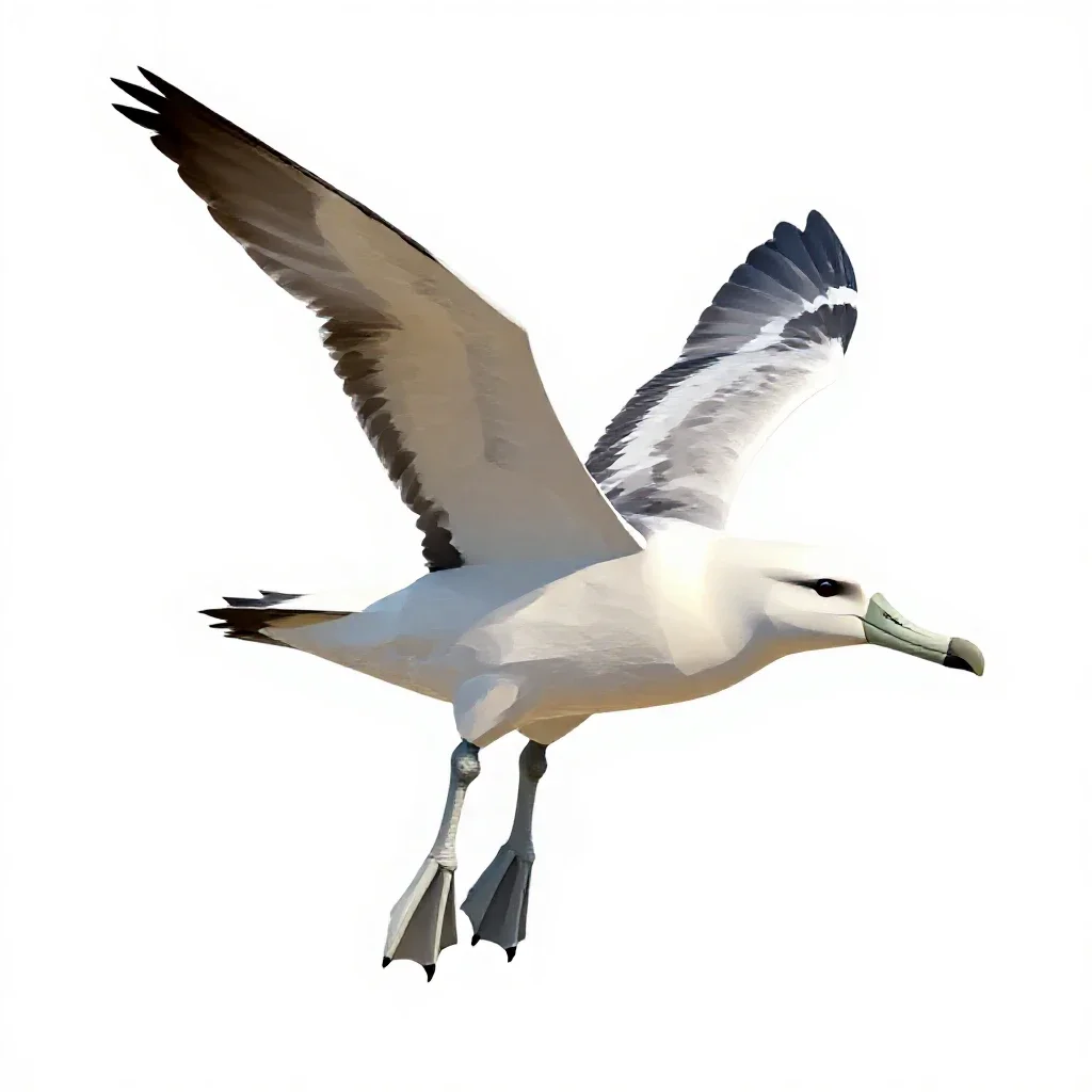 Royal albatross gliding isolated on a white background