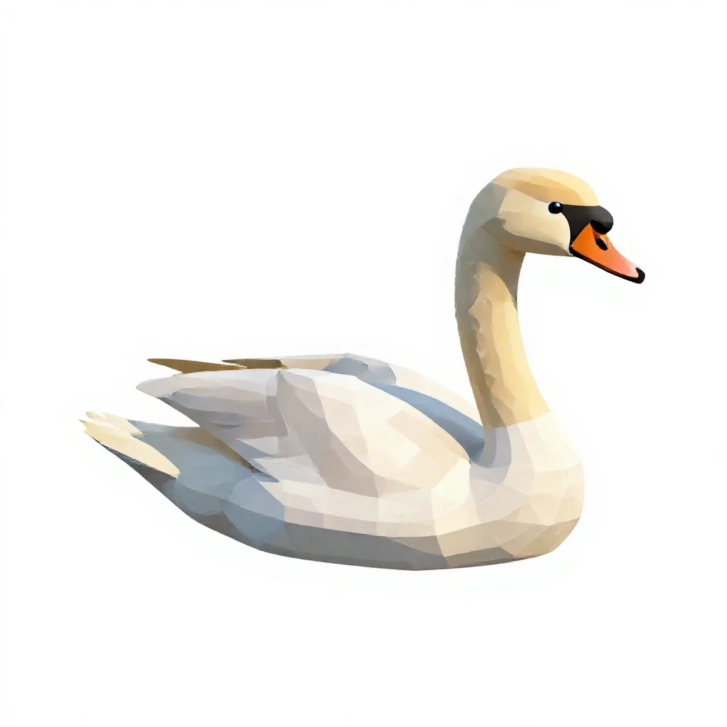 Swan gliding isolated on a white background