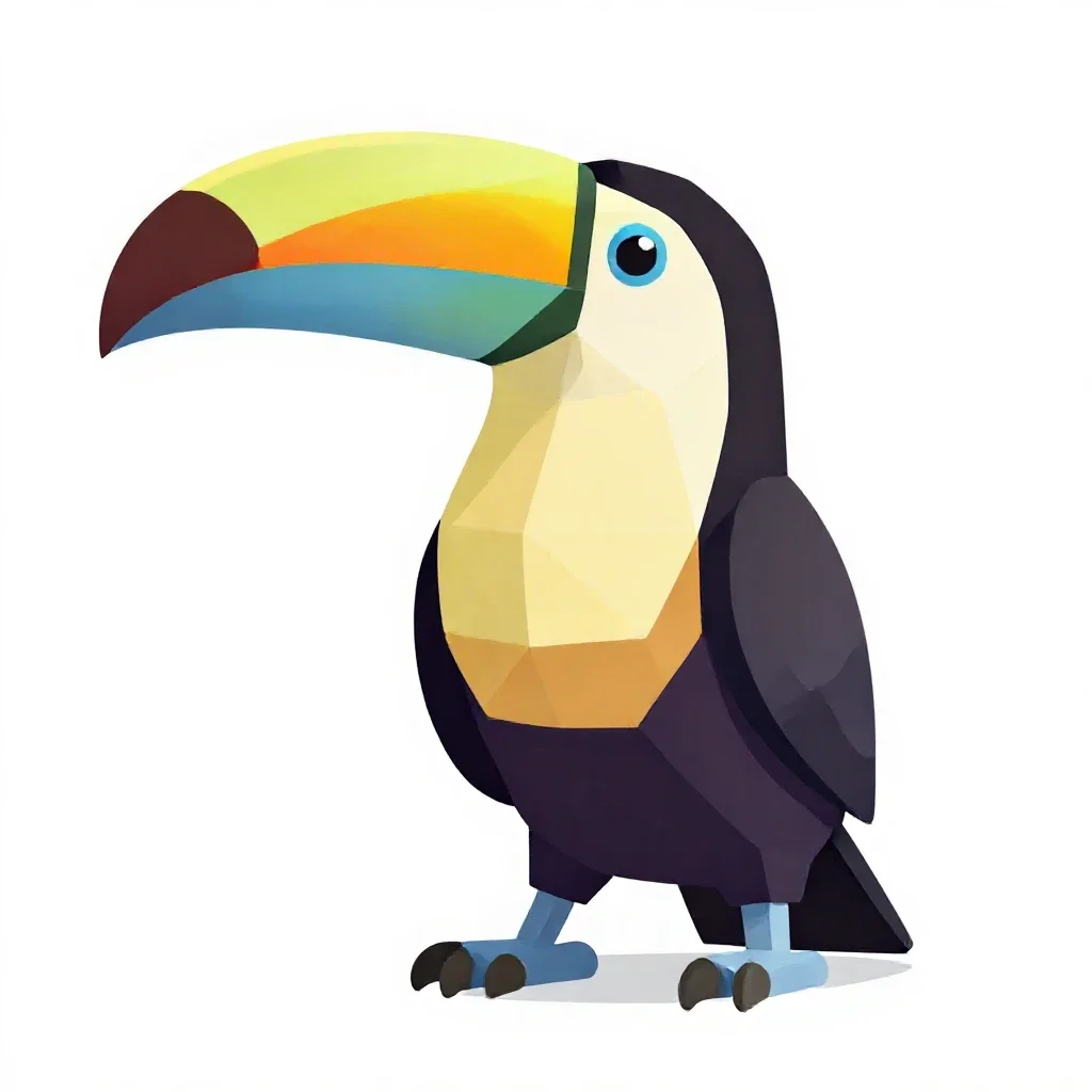 Toucan with an oversized bill isolated on a white background