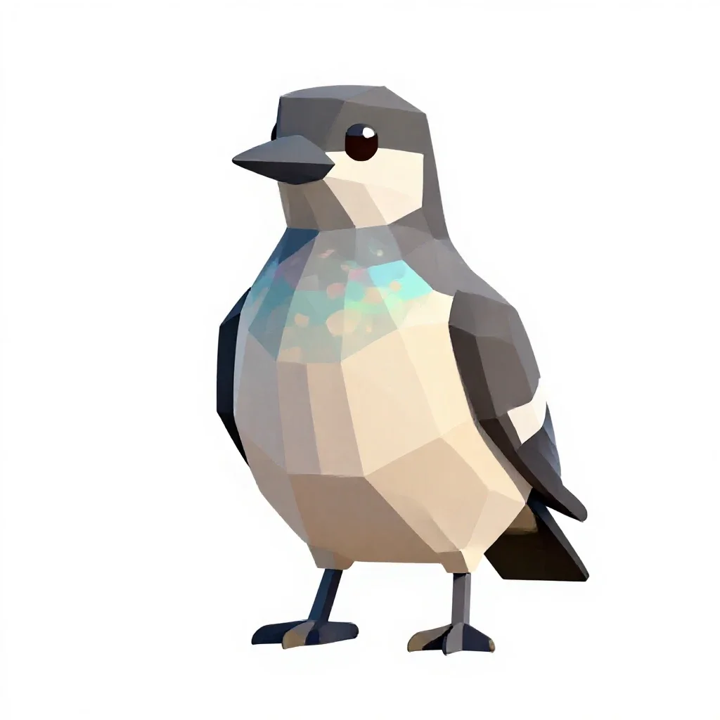 Tui with an iridescent throat isolated on a white background