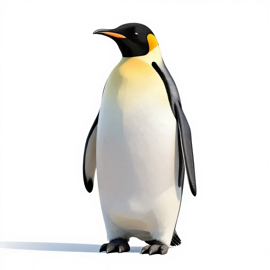 Emperor penguin with a chick isolated on a white background