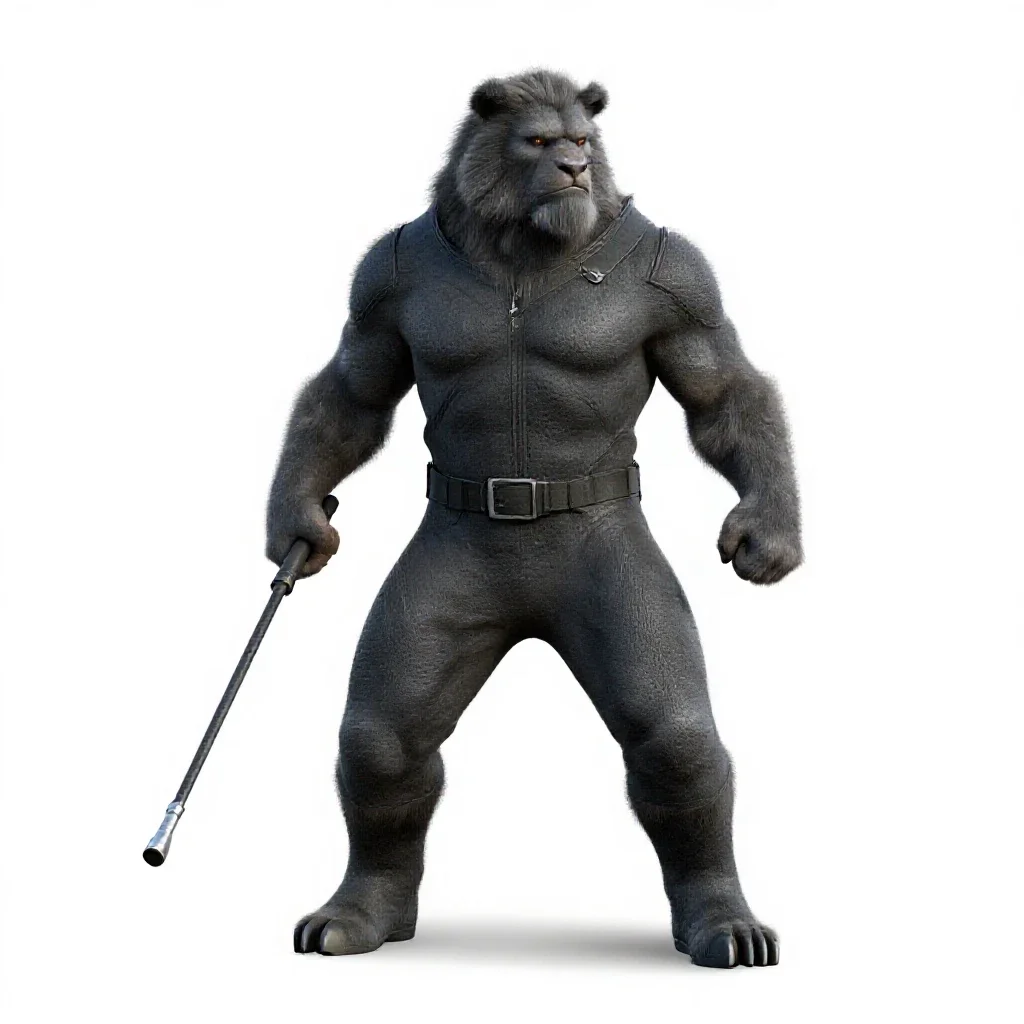 Beast tamer with a whip isolated on a white background