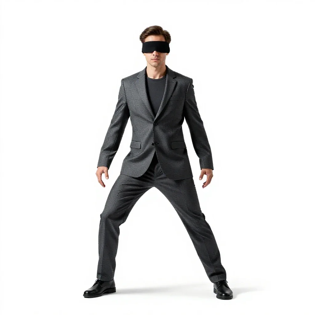 Oracle with blindfolded eyes isolated on a white background
