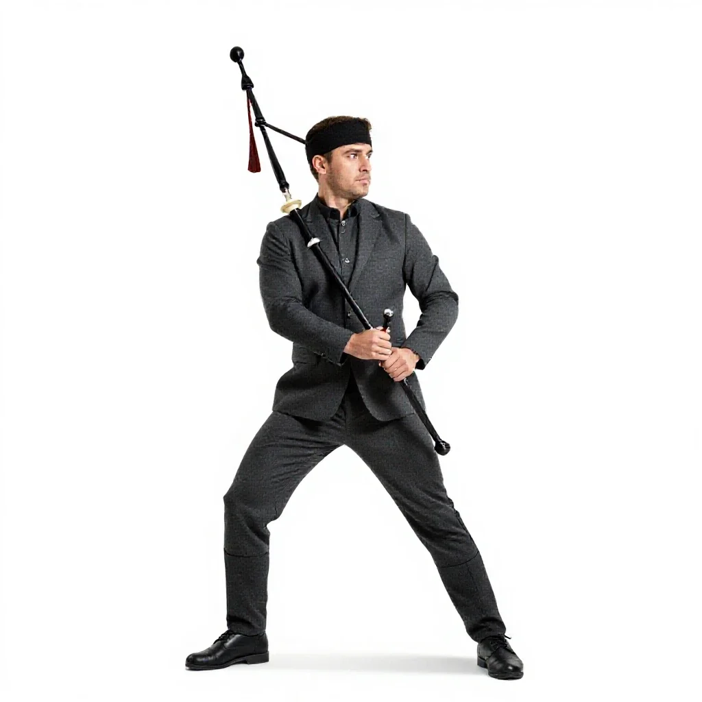 Highland piper isolated on a white background