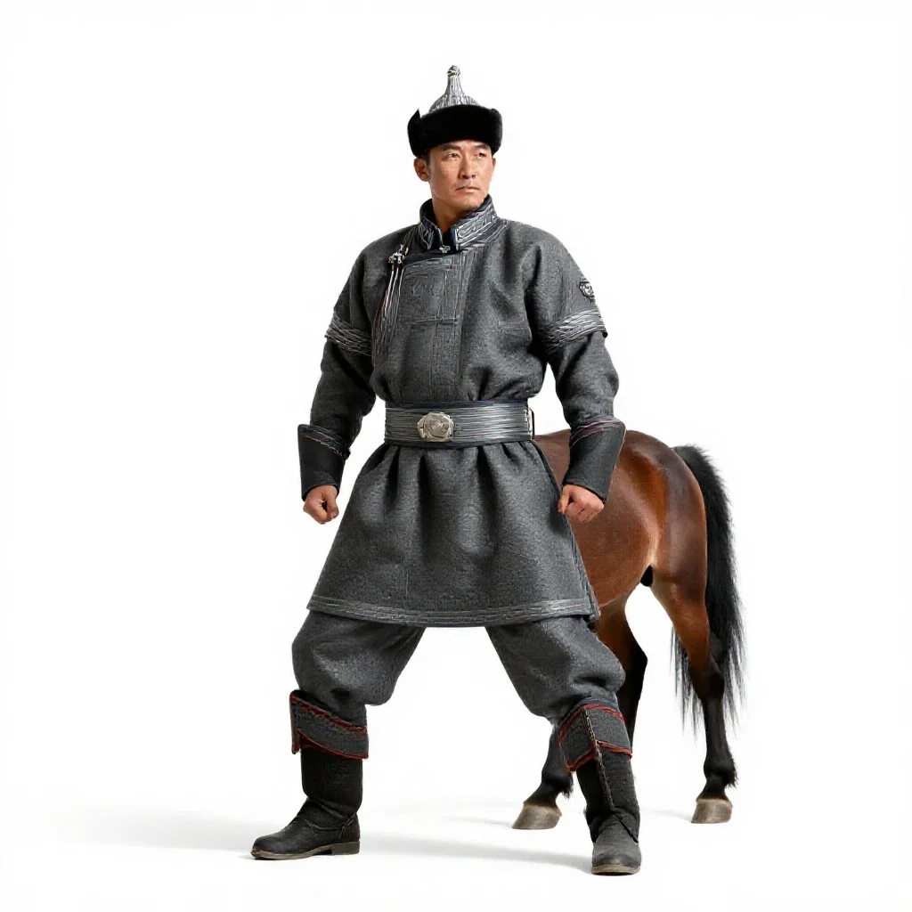 Mongolian horse archer isolated on a white background