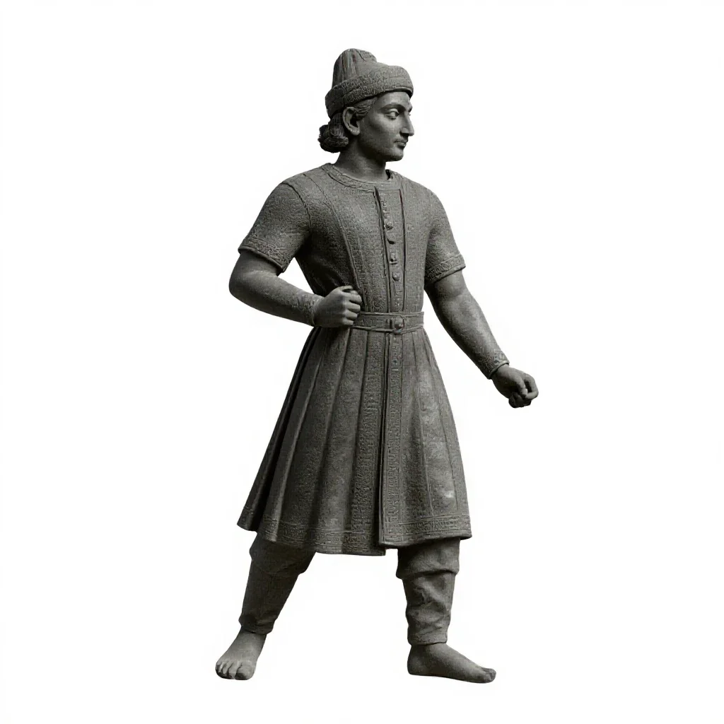Mughal miniature painter isolated on a white background