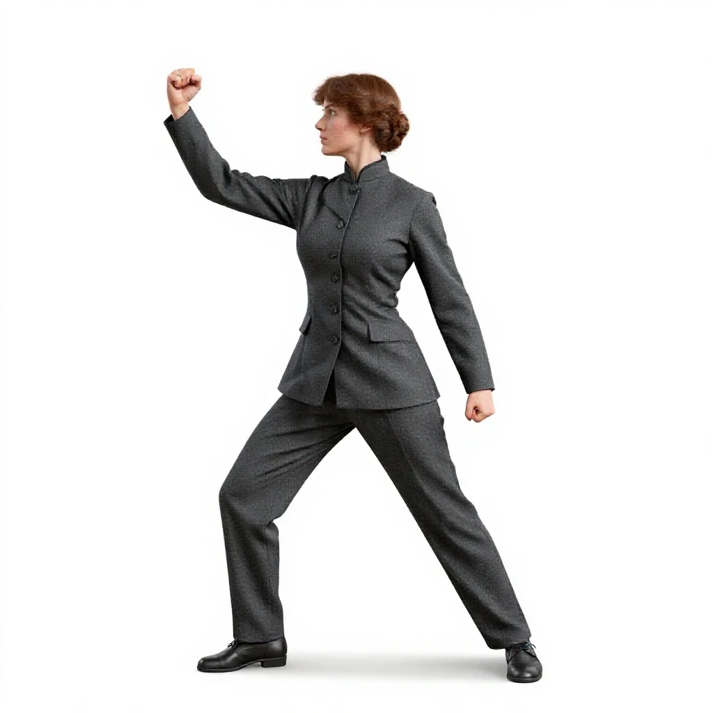 Suffragette with a banner isolated on a white background