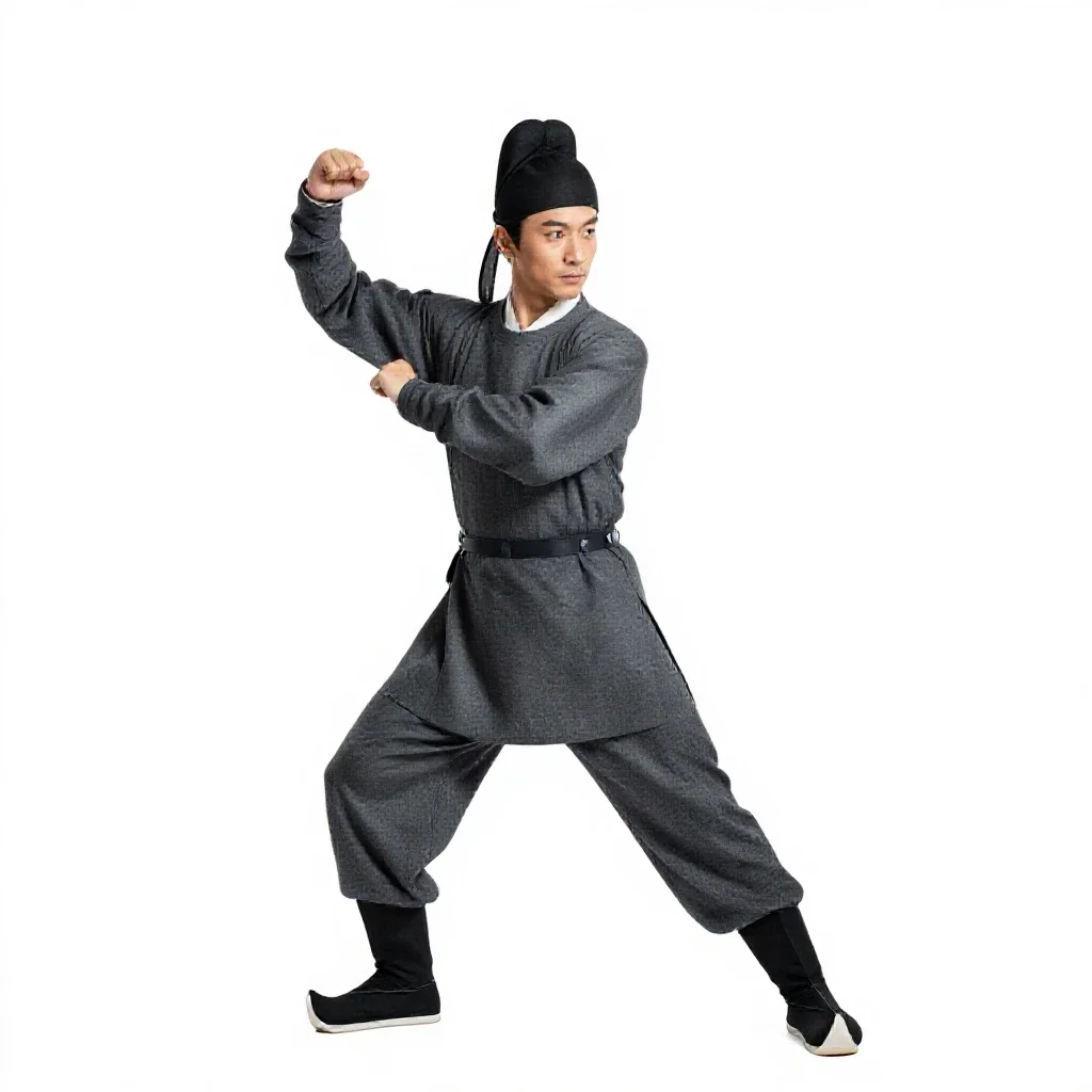 Tang dynasty court musician isolated on a white background