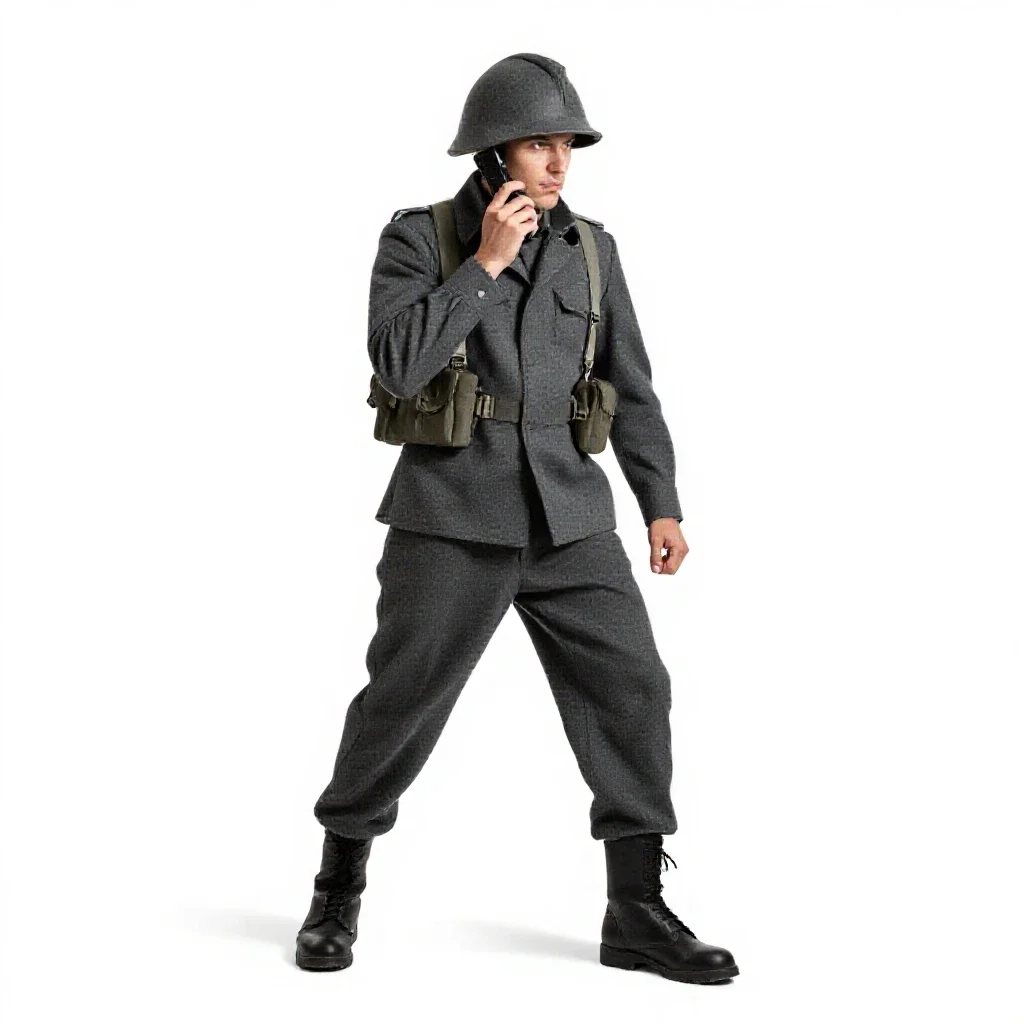 Wartime radio operator isolated on a white background