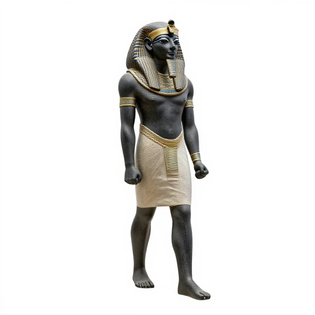 Egyptian scribe with a papyrus isolated on a white background