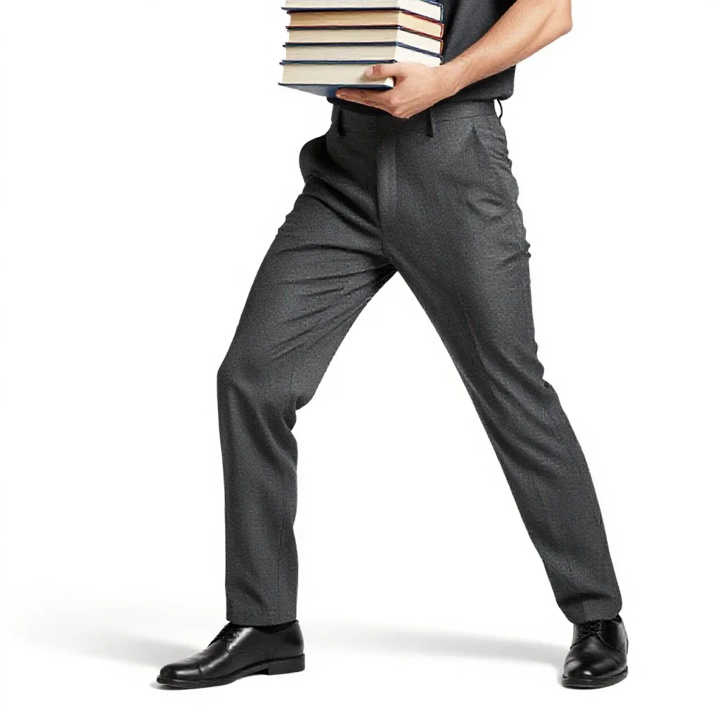 Librarian with a stack of books isolated on a white background