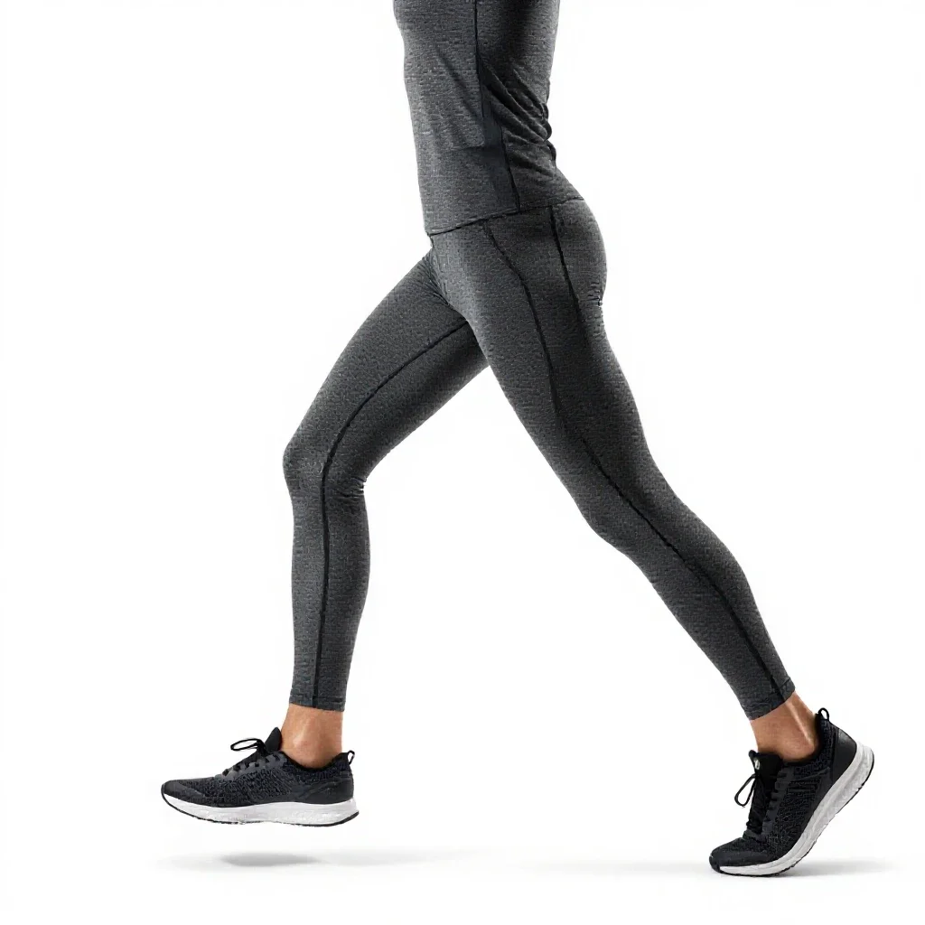 Long-distance runner mid-stride isolated on a white background