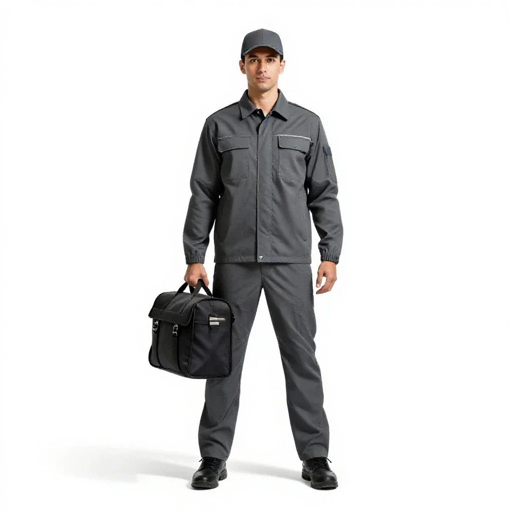 Postal courier with a satchel isolated on a white background