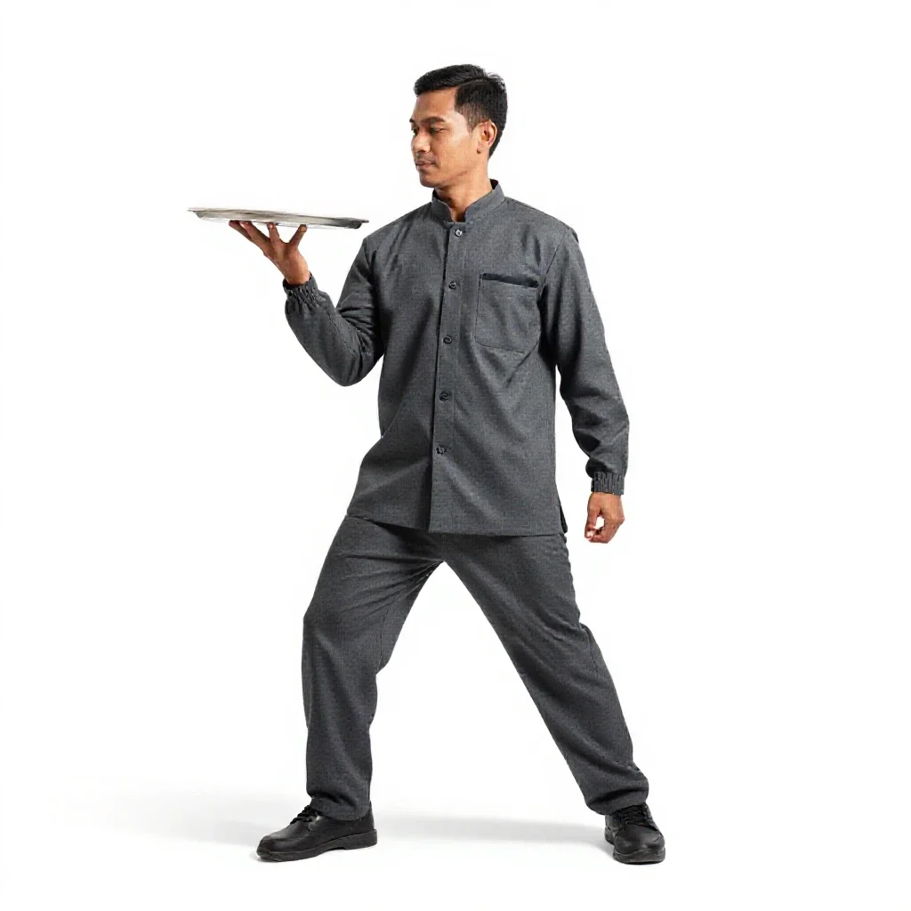 Street food vendor with a tray isolated on a white background