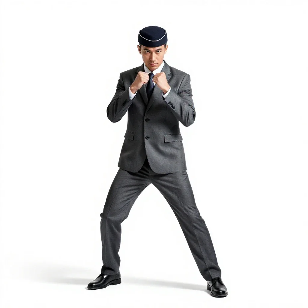 Train conductor with a punch isolated on a white background