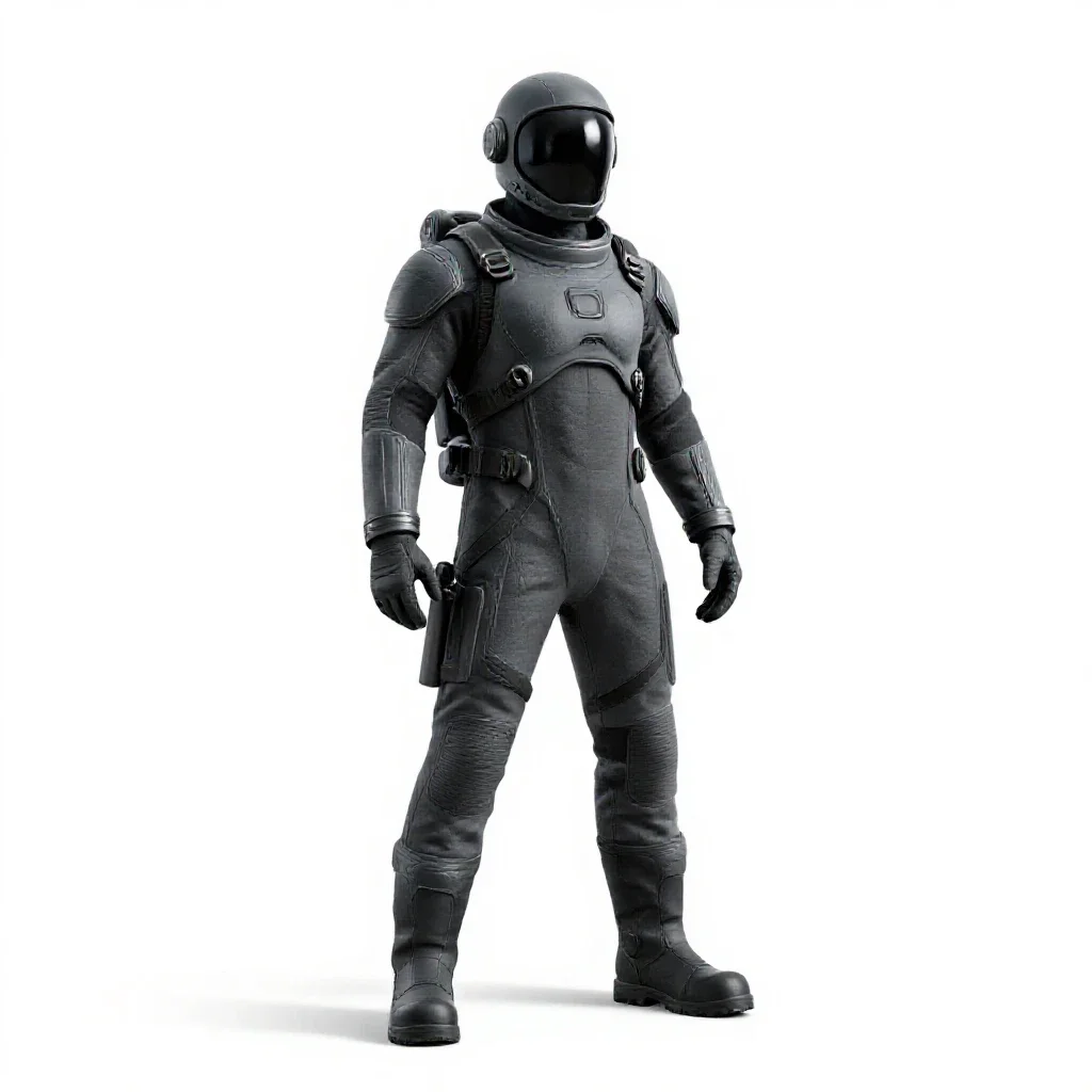 Asteroid miner in a hardsuit isolated on a white background