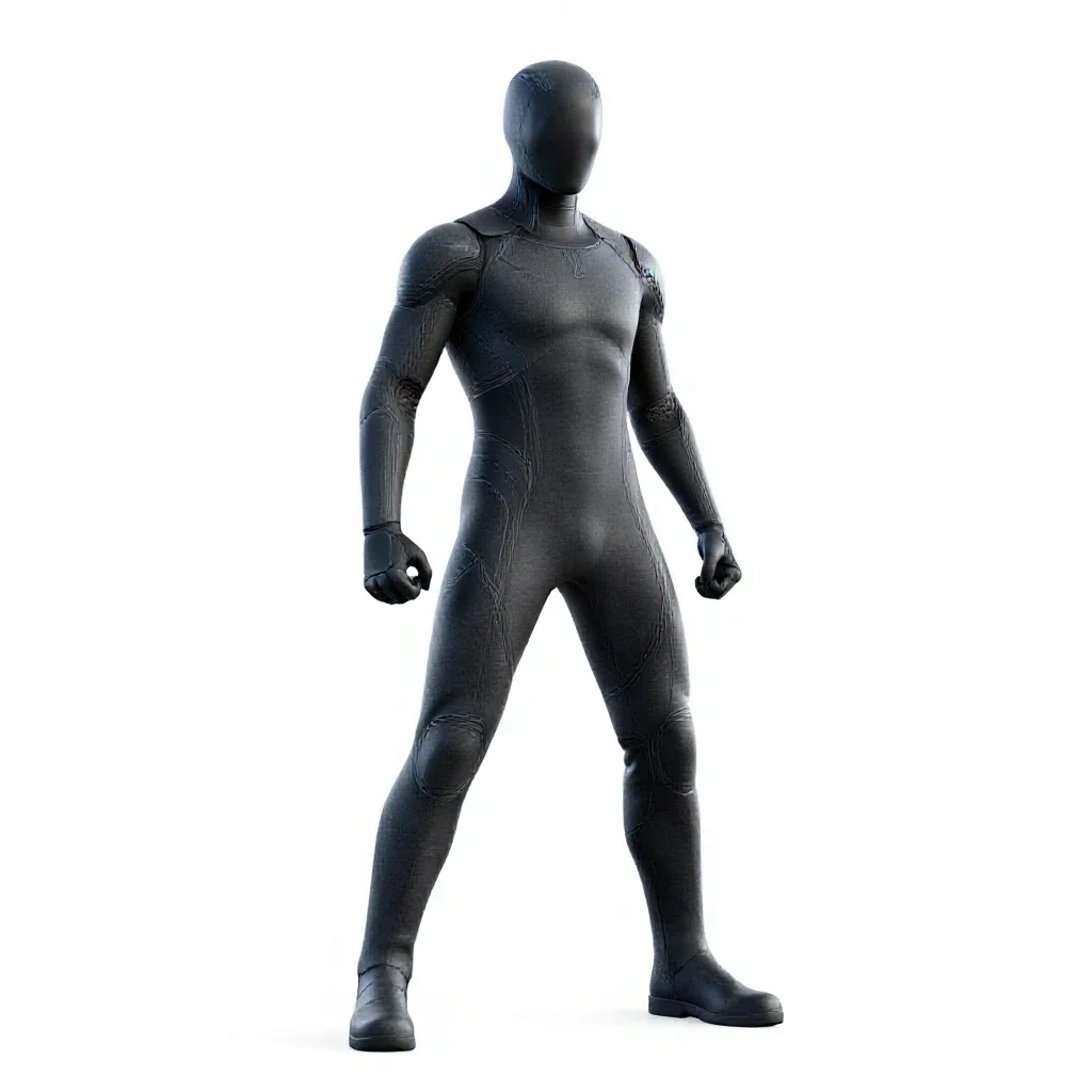 Bio-hacker with glowing implants isolated on a white background
