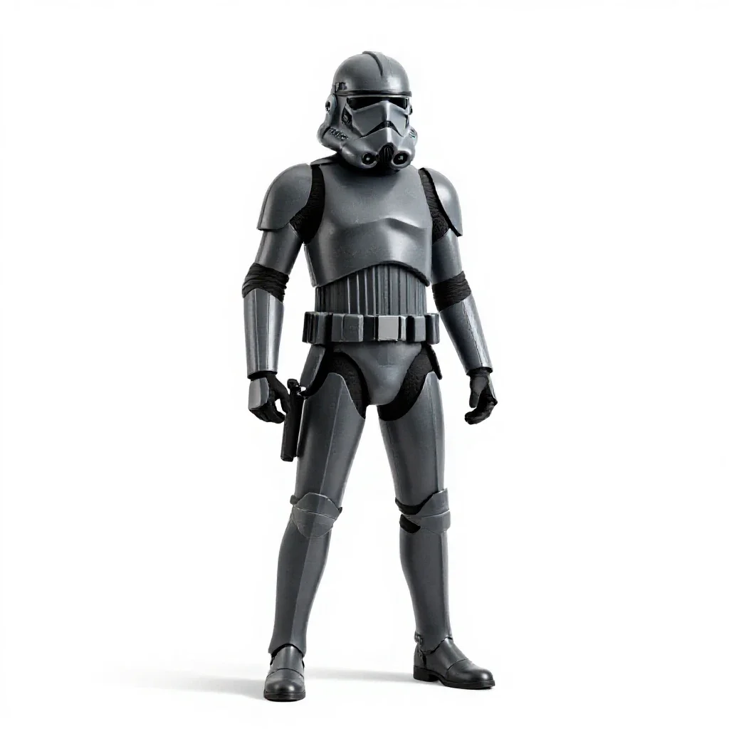 Clone trooper without a helmet isolated on a white background