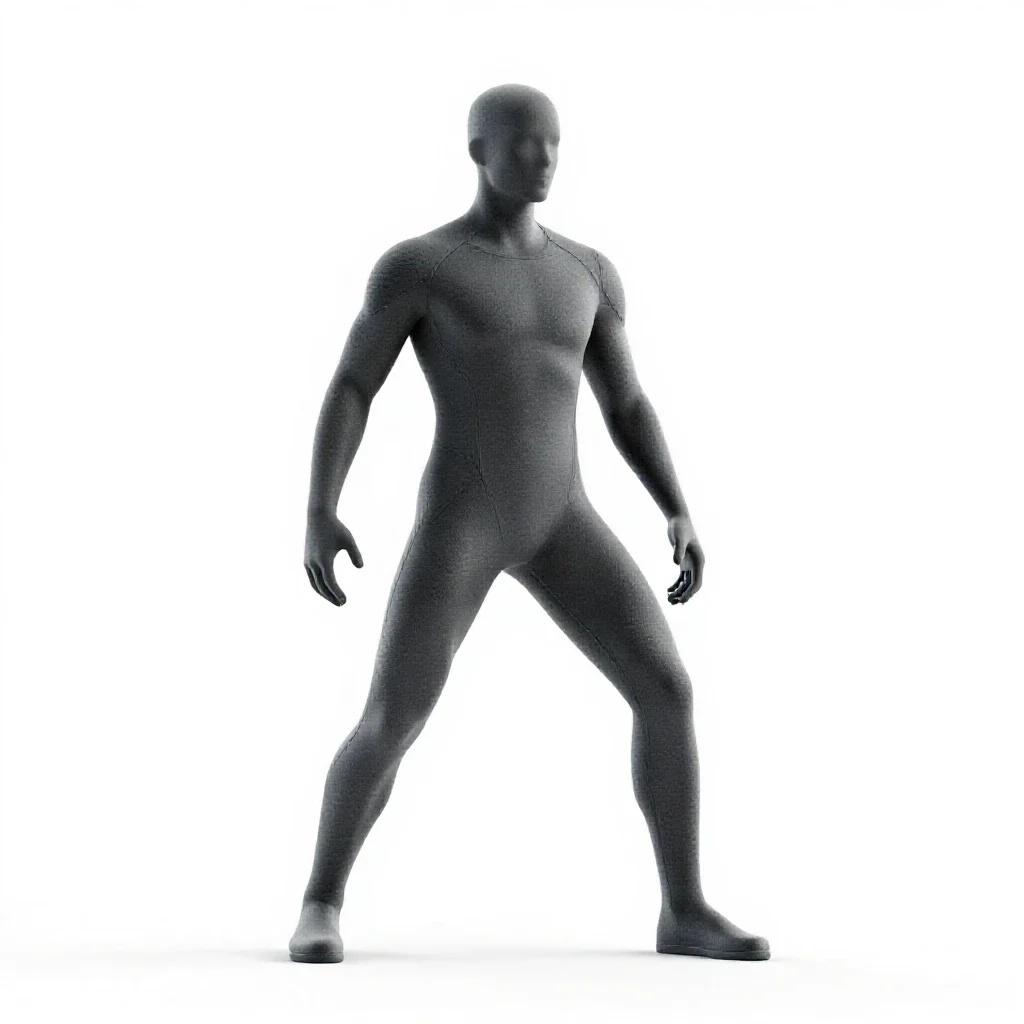 Gene-sculpted athlete isolated on a white background