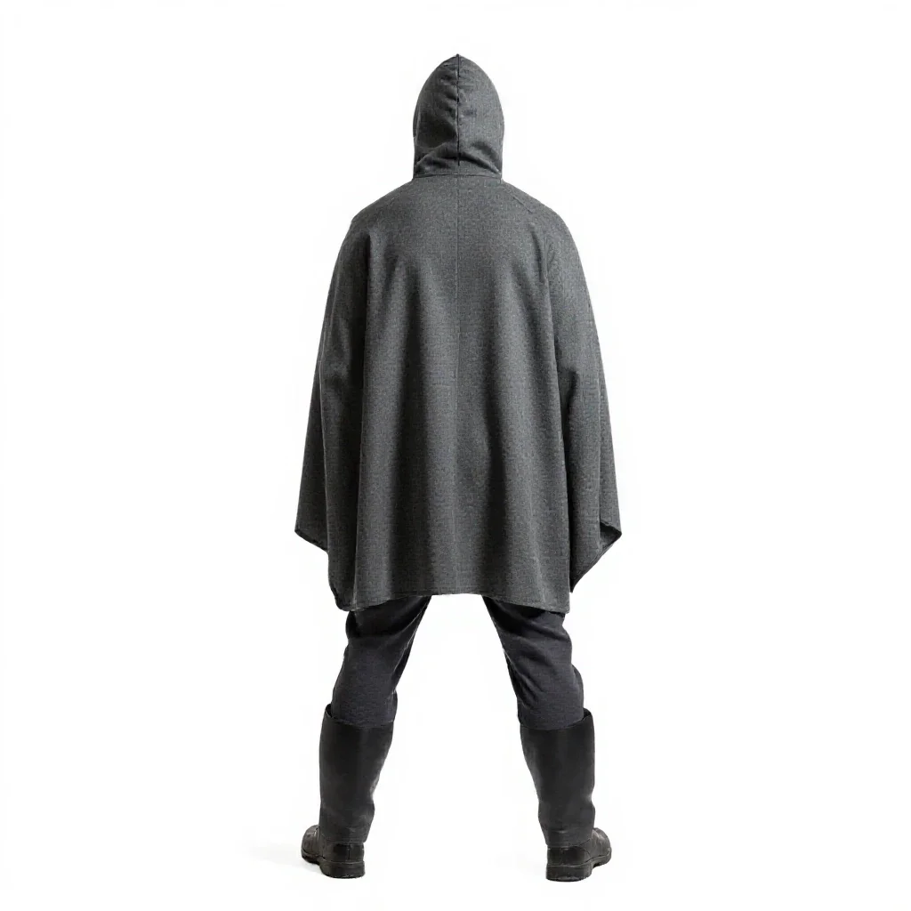 Off-world farmer in a sun cloak isolated on a white background