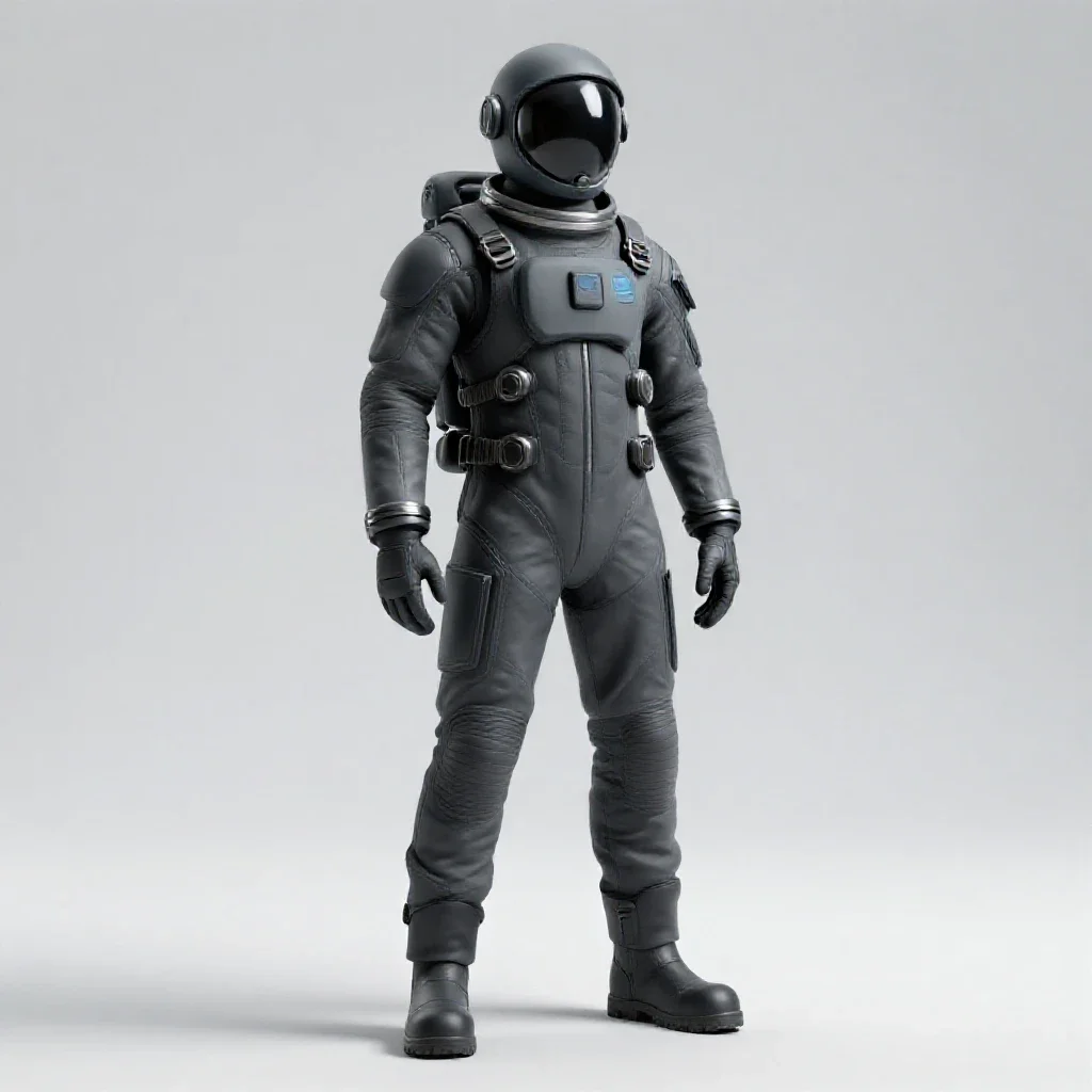 Orbital station engineer in a pressure suit isolated on a white background